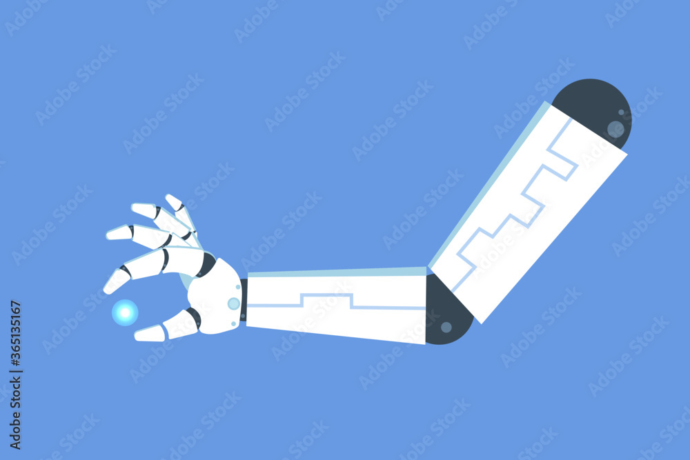 Bionic arm or Robotic mechanical hand, Prosthesis concept. Vector isolated illustration