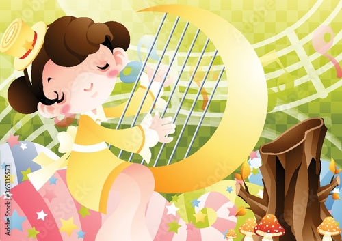 girl playing lyre