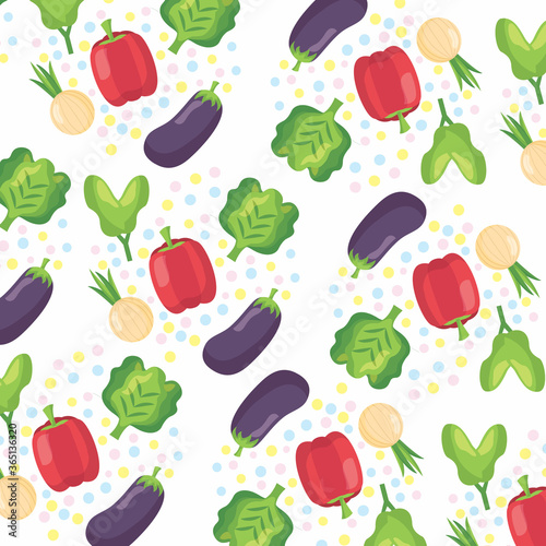 seamless pattern with vegetables. Healthy food pattern
