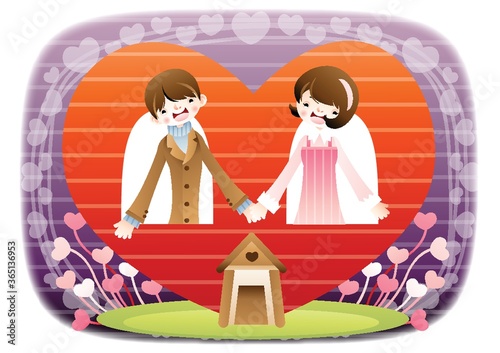 lovely couple with a home