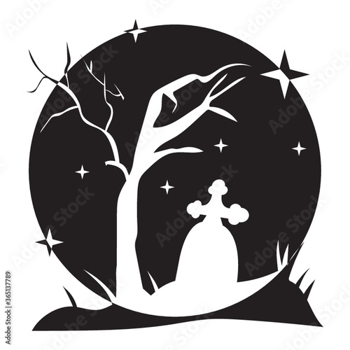 silhouette of grave