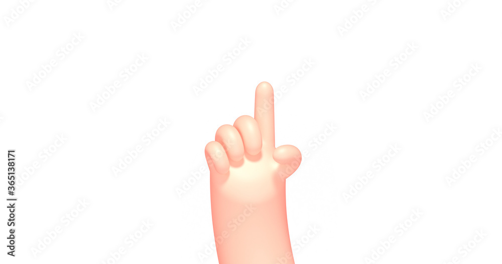3d render cartoon hand with pointing finger 3d render cartoon hand with pointing finger