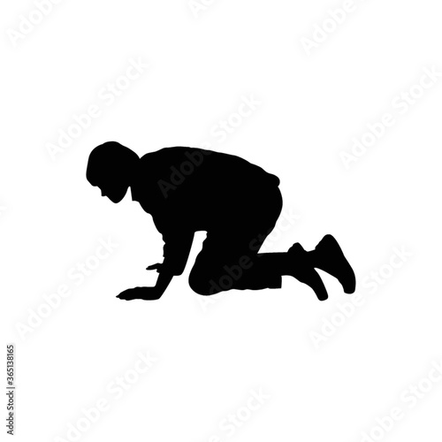 silhouette of man crawling