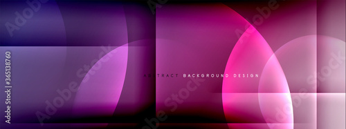 Vector abstract background - circle and cross on fluid gradient with shadows and light effects. Techno or business shiny design templates for text