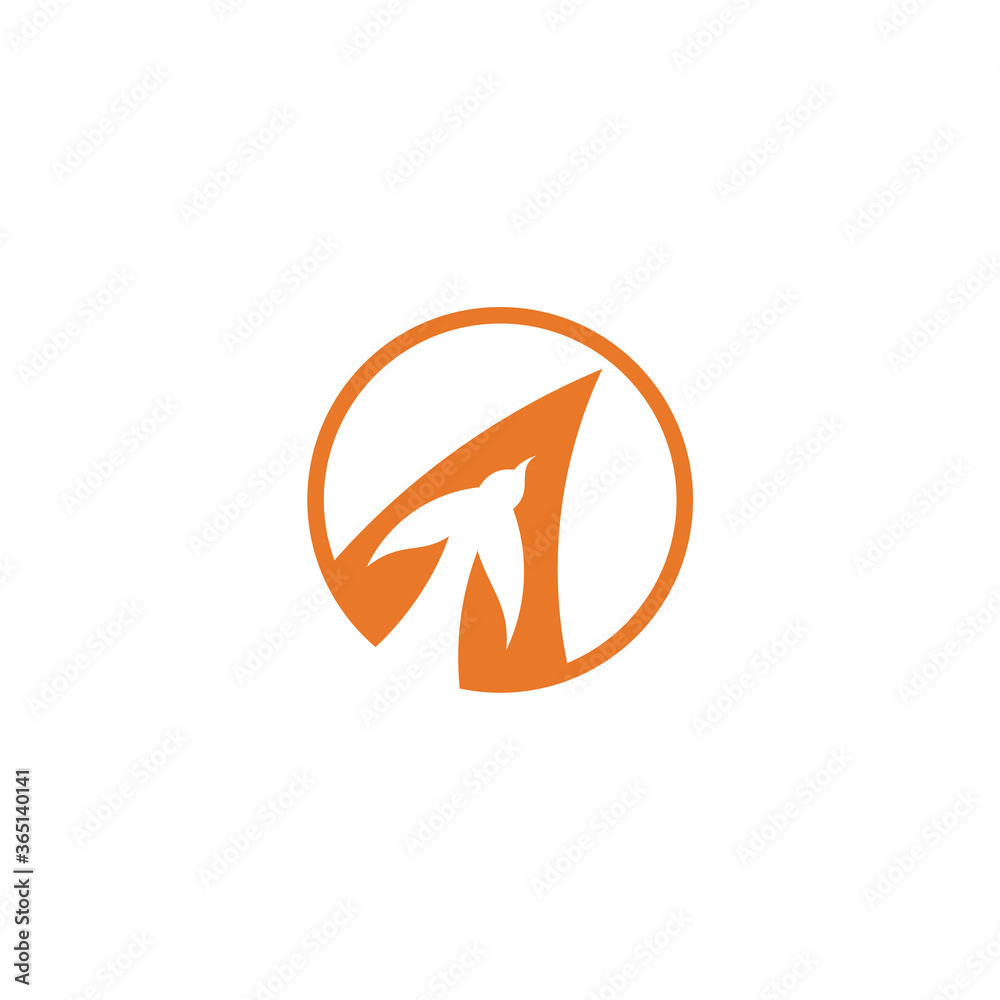 Logo template of arrow and bird. Simple flat style. Vector logo template ready for use. Logo template of arrow and bird. Simple flat style. Vector logo template ready for use.