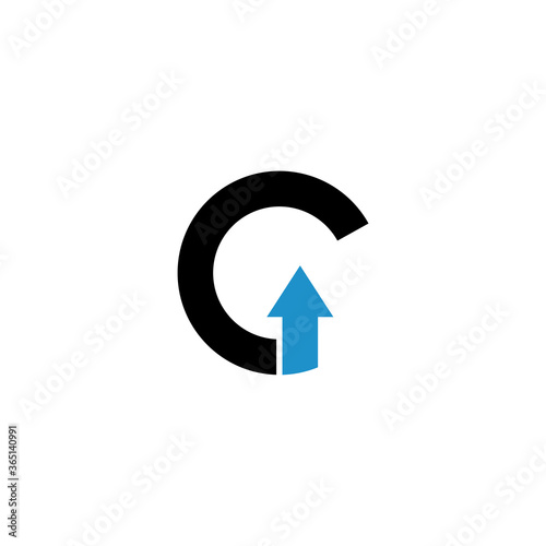 Logo template of  letter g and arrow. Simple flat style. Vector logo template ready for use.
