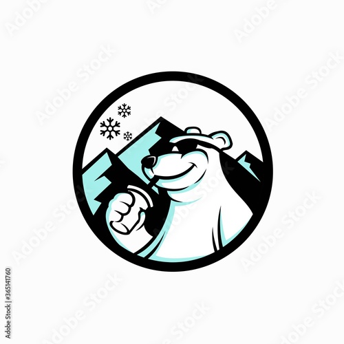 coffee bear mascot, cold coffee logo