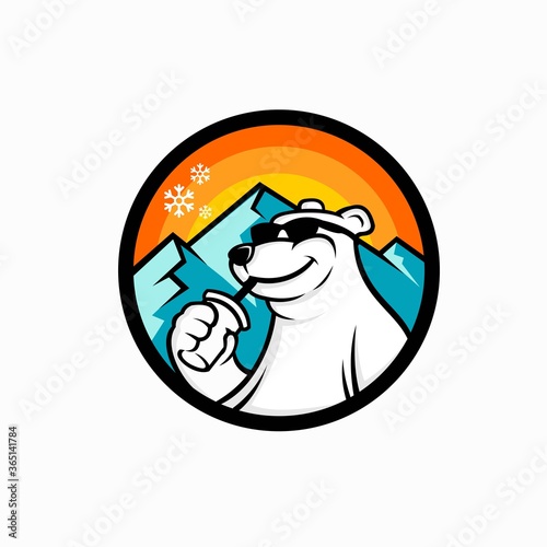 coffee bear mascot, cold coffee logo
