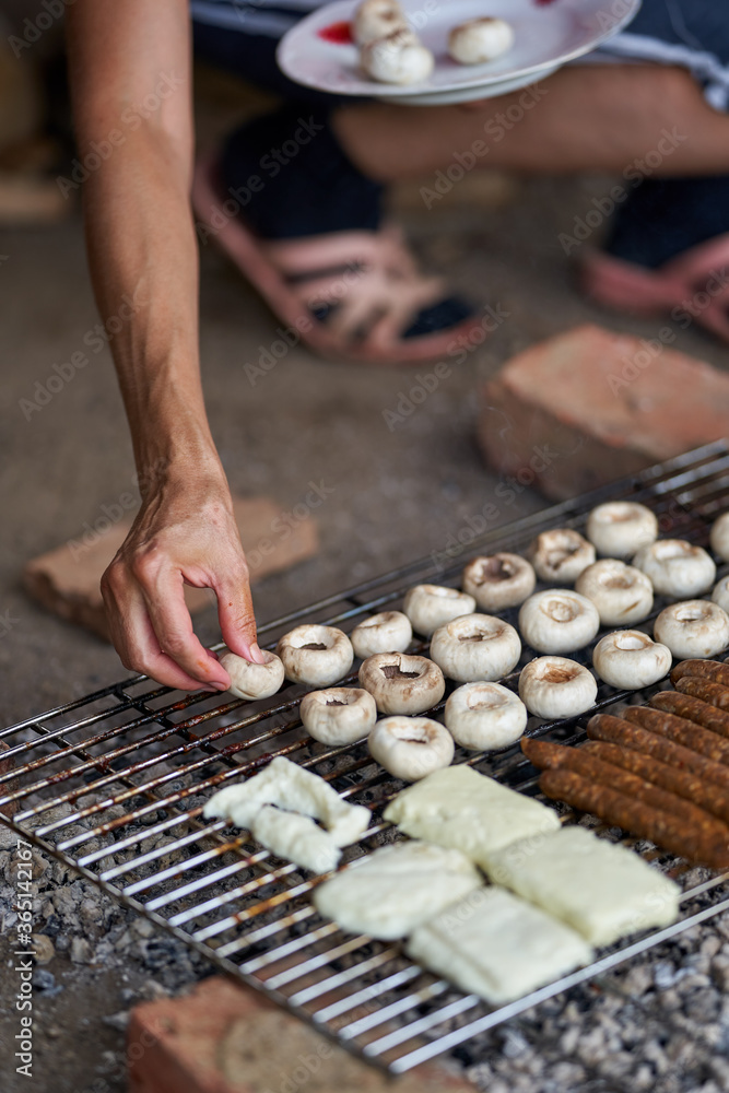 Woman doing a barbecue
