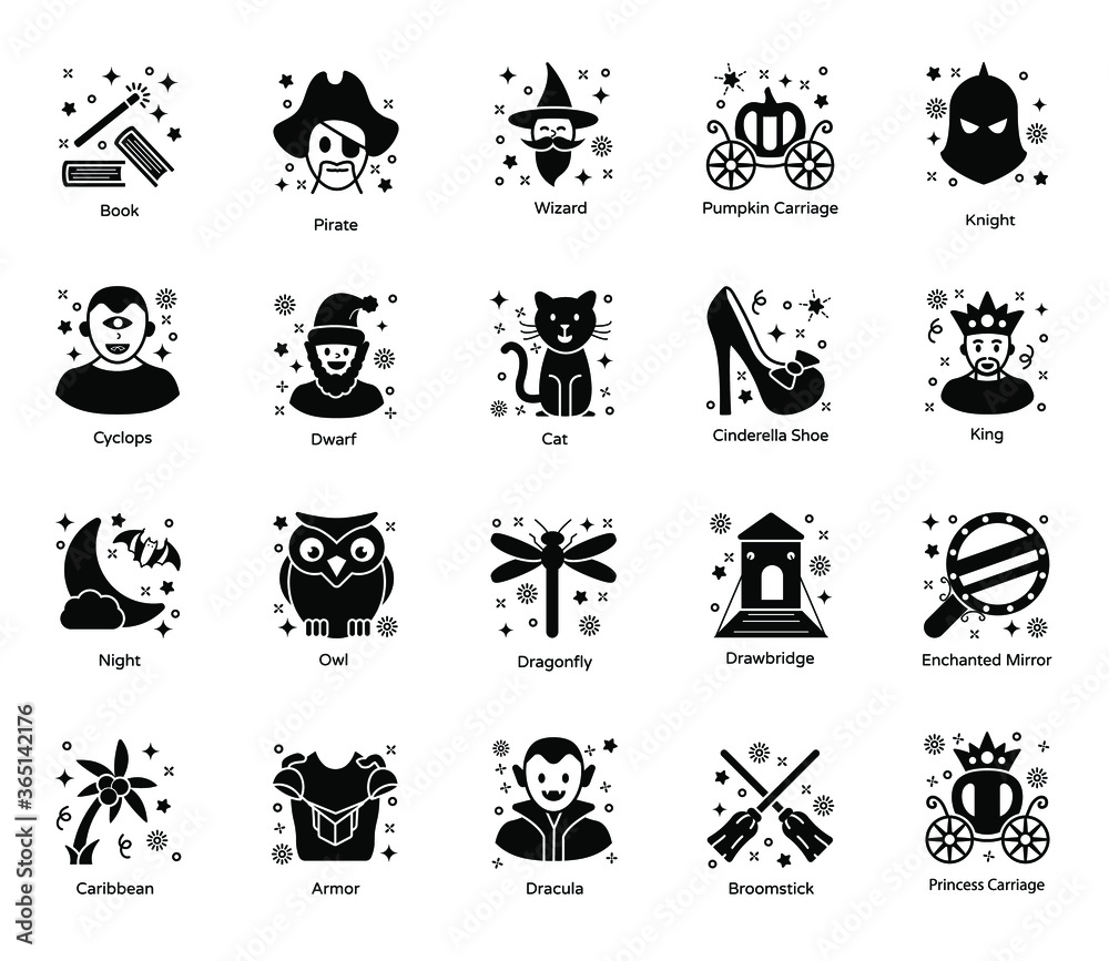 
Pack Of Fairytale Solid Icons 
