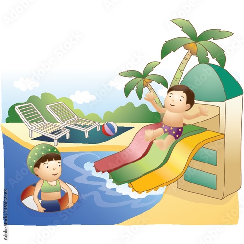 kids having fun in waterpark