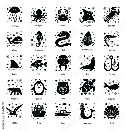  Pack Of Undersea solid Icons 