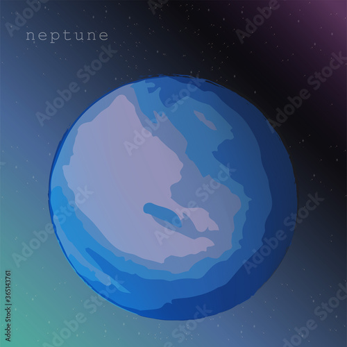 Neptune planet on the background of dark starry cosmic sky. vector illustration for educational publications postcards postcards school articles. illustration about space exploration astronomy astrolo