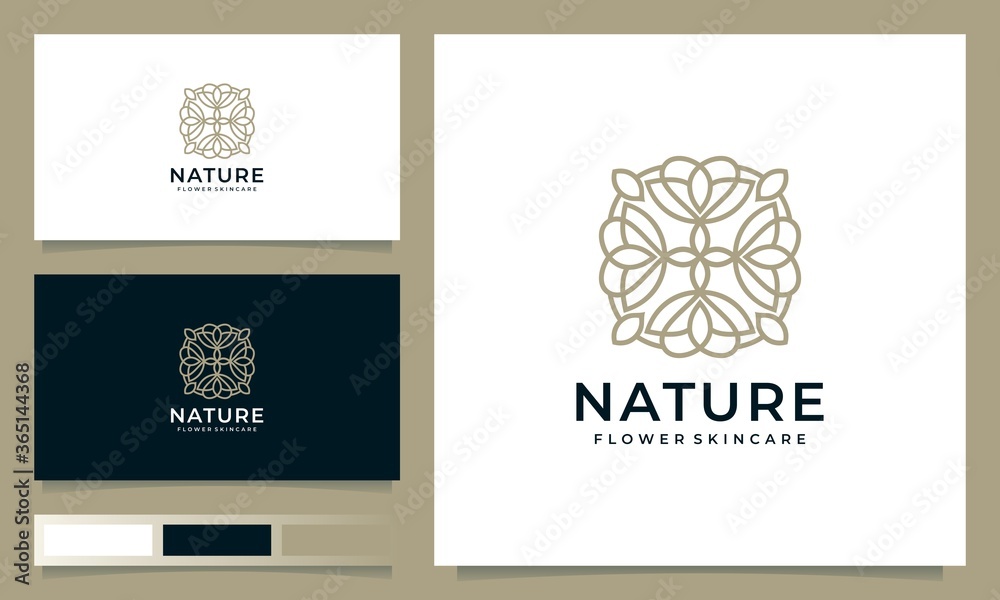 creative flower logo design inspiration with line art style