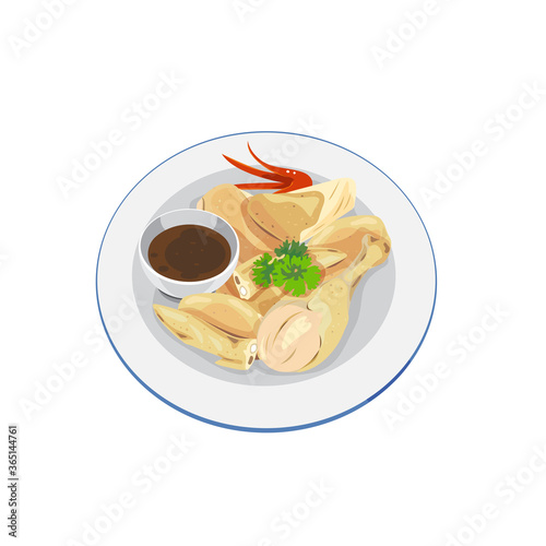Chinese food - chinese steamed chicken and sweet sauce.