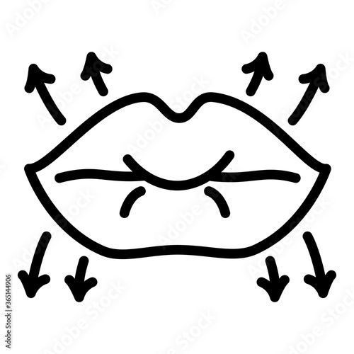 Lips lifting icon. Outline lips lifting vector icon for web design isolated on white background