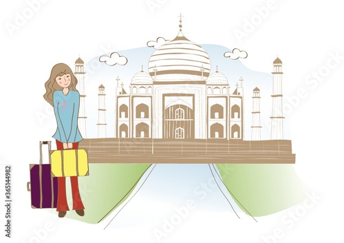 woman at taj mahal
