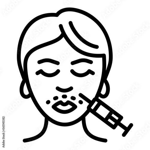 Lifting syringe face icon. Outline lifting syringe face vector icon for web design isolated on white background