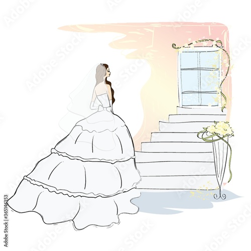 bride walking towards the door