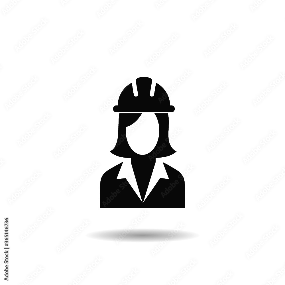 Woman engineer construction icon with shadow Woman engineer construction icon with shadow