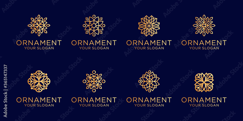set of ornament logo line art style luxury - obrazy, fototapety, plakaty 