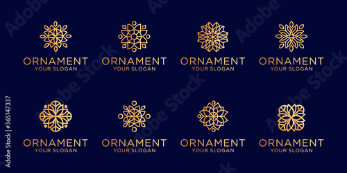 set of ornament logo line art style luxury