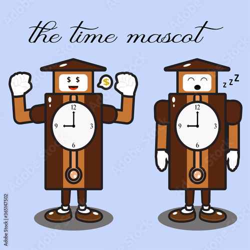 time mascot describing work time and rest time