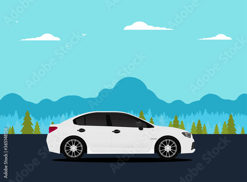 Travel car with nature. Vector illustration. © mix3r