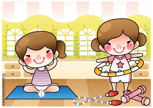 girls exercising