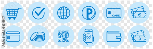 cashless and money vector icons set