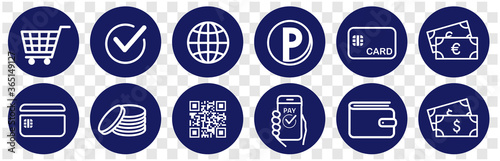 cashless and money vector icons set