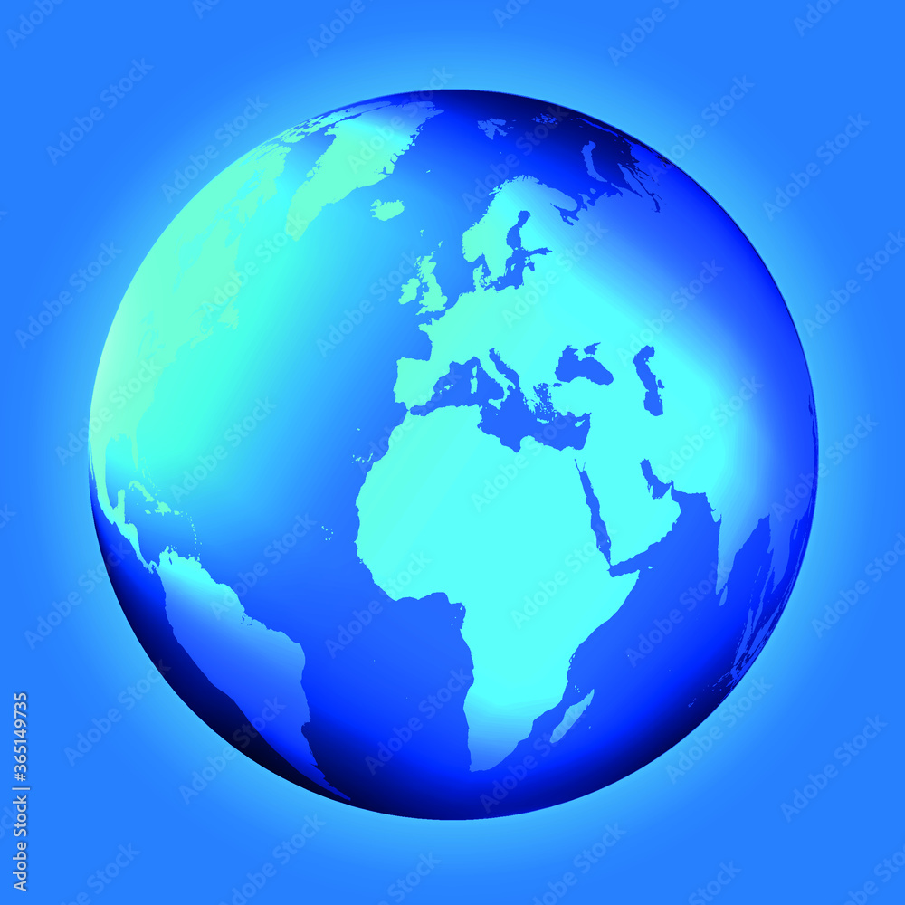 Blue earth globe icon