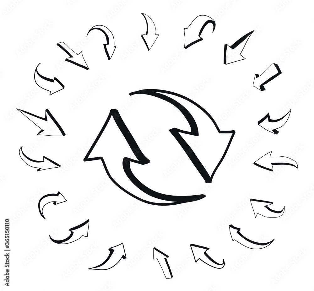 Set of 3d hand drawn arrows