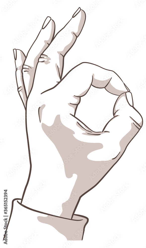 OK Hand Gesture. Illustration isolated on white background of a hand making the OK symbol. OK Hand Gesture. Illustration isolated on white background of a hand making the OK symbol.