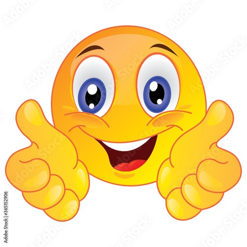 smiley face showing thumbs up