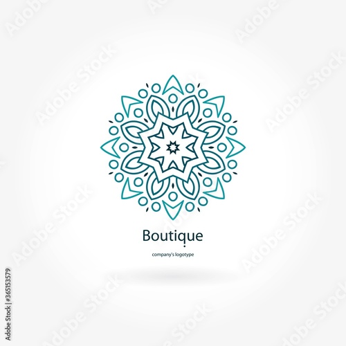 Bright juicy beautiful circular logotype. Logo for boutique, sweets. Company mark, emblem, element. Simple geometric mandala logo. Kaleidoscope logo.