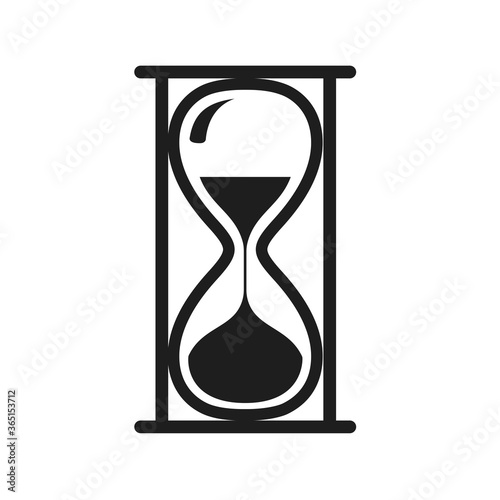 Hourglass icon in blank and white color. Sandglass symbol isolated on white background. Abstract flat sign useful for web design, illustration of wait element