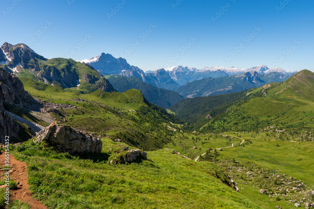 Dolomites landscape in spring, passo giau