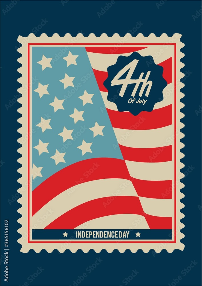 Fototapeta premium american independence day postage stamp