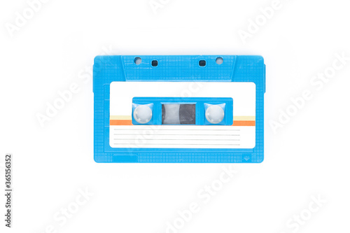 Close up of vintage audio old tape cassette isolated.