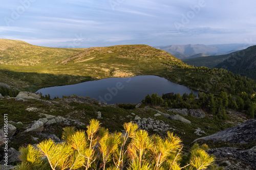 Top view of a beautiful mountain lake photo