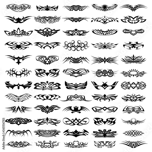 Collection of various decorative tribal tattoo set