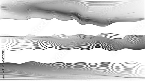 Abstract flow lines background . Fluid wavy shape .Striped linear pattern . Music sound wave . Vector illustration