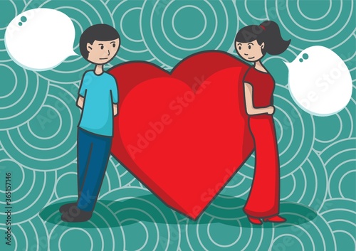 couple standing with heart