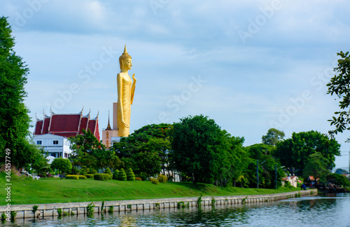 ROI-ET, THAILAND - July 16, 2020 : The highest and most beautiful Buddha statue in Thailand is Wat Burapha Bhimram, Roi Et. photo