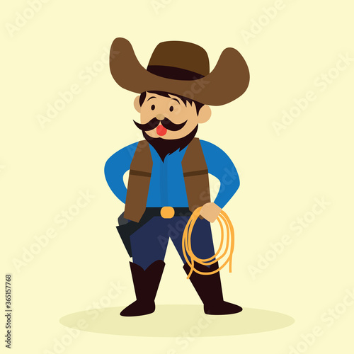 cowboy throws a lasso for rodeo western design. vector illustration