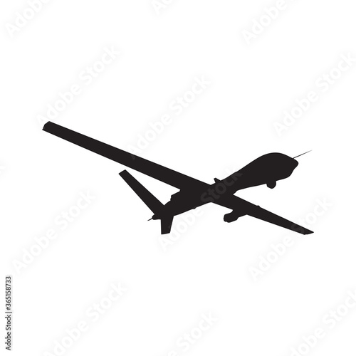 Silhouette of unmanned military drone with missiles