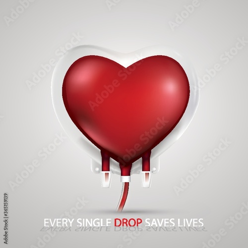 blood bag in heart shape