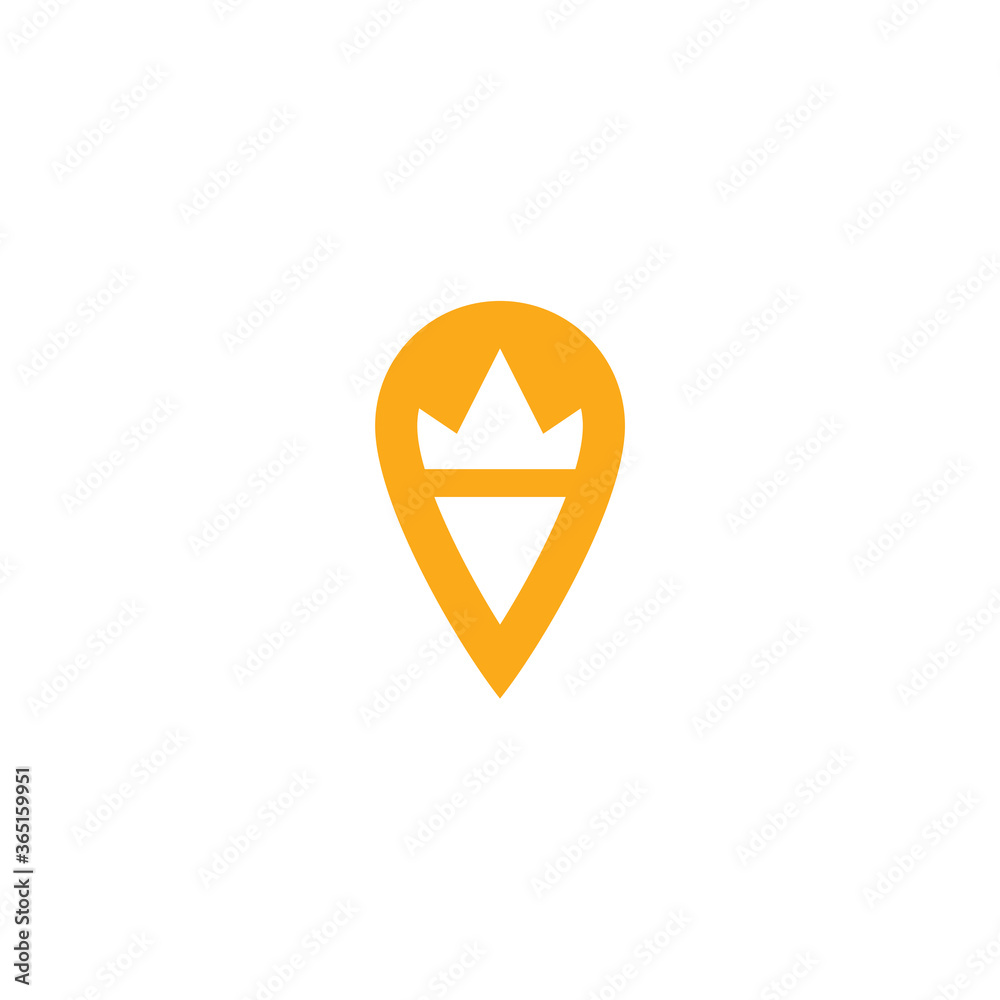 Logo template of crown and pin. Simple flat style. Vector logo template ready for use. Logo template of crown and pin. Simple flat style. Vector logo template ready for use.