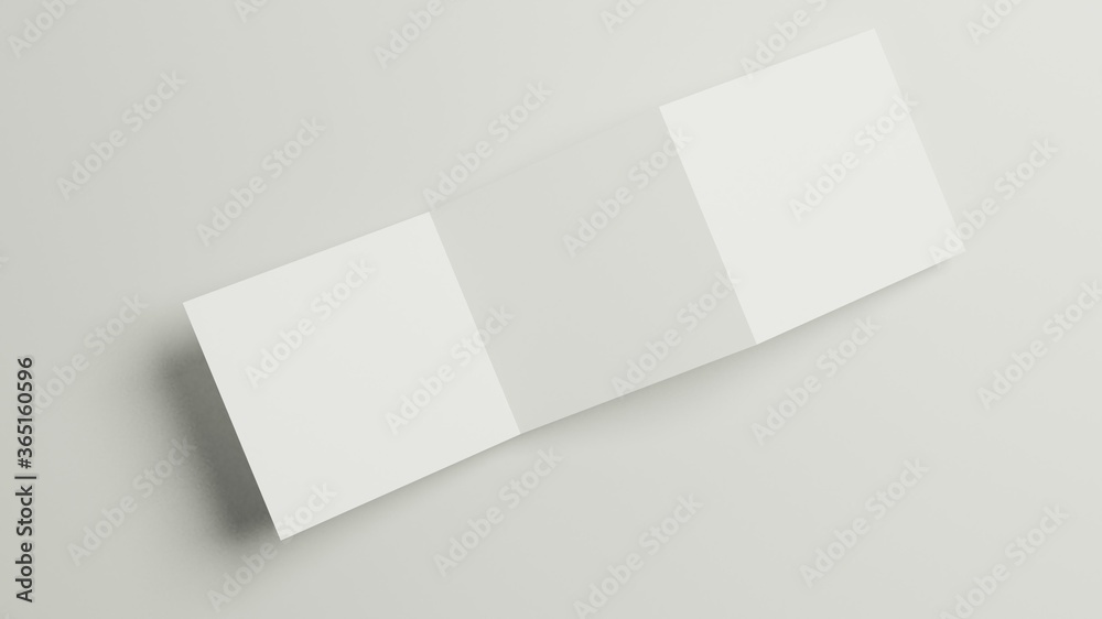 Square Z-fold Brochure Mockup-3Dillustration Square Z-fold Brochure Mockup-3Dillustration